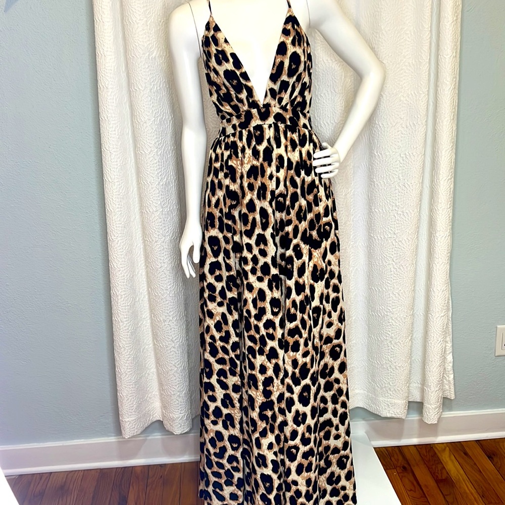 Leopard Print Maxi Dress NWOT